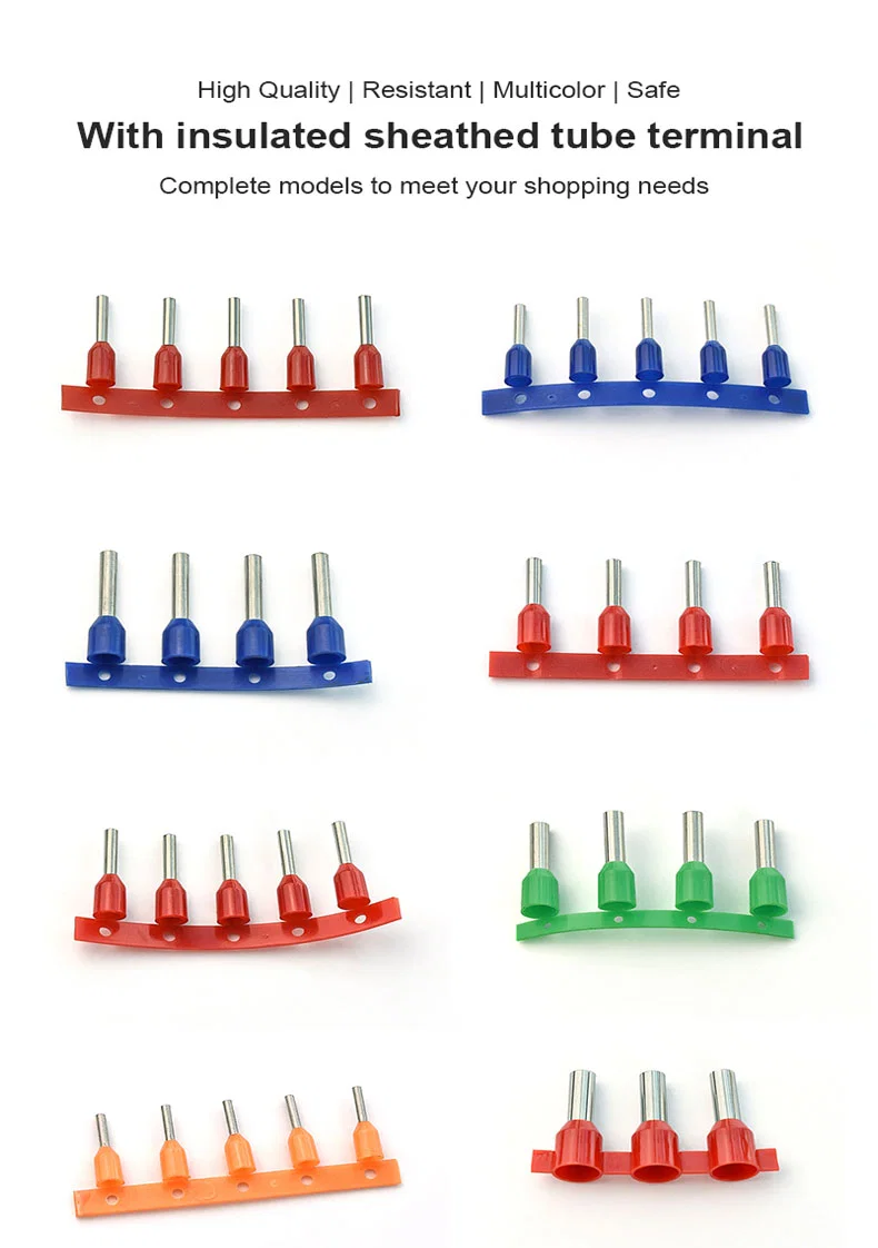 Messingsnylon isolerade höljeterminaler för han- och honan. Rullflagghylsa till terminal, hylsa till terminal, isolerad terminal