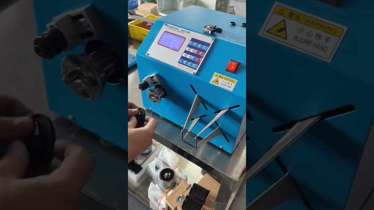 Automatisk lindnings- och bindningsmaskin för gummiringexpandering #maskin #kabelavdragare #fabrik